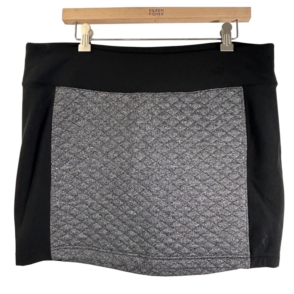 Smartwool Diamond Peak‎ Quilted Merino Wool Insulated Mini Skirt Black Gray L